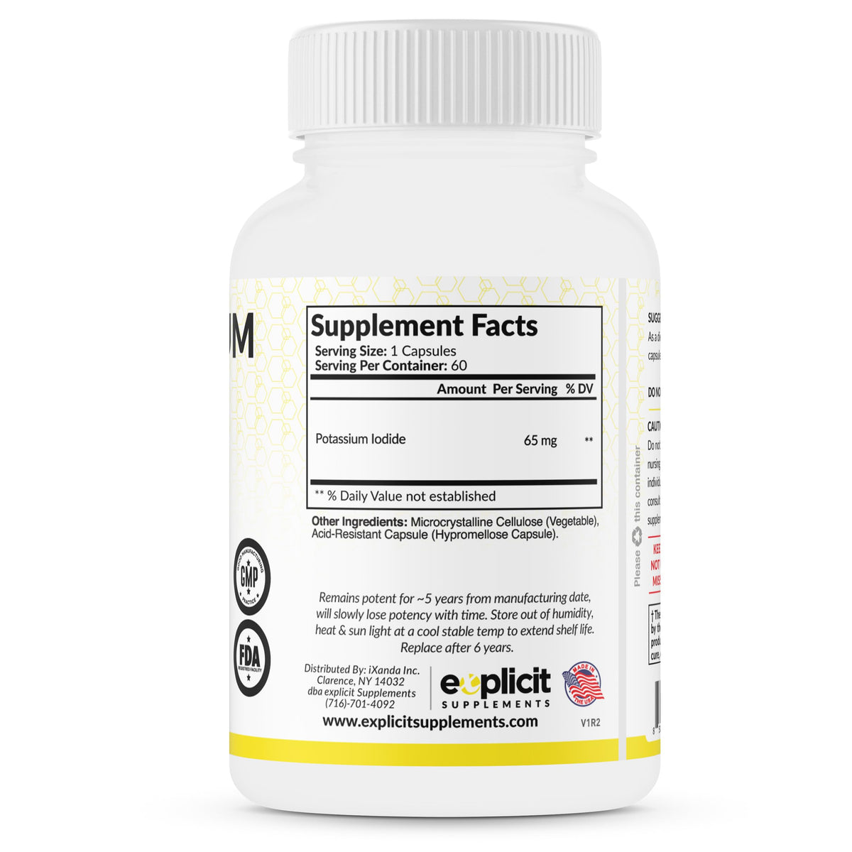 eXplicit Supplements Potassium Iodide 65mg Thyroid Support - 60 Capsules - image 3