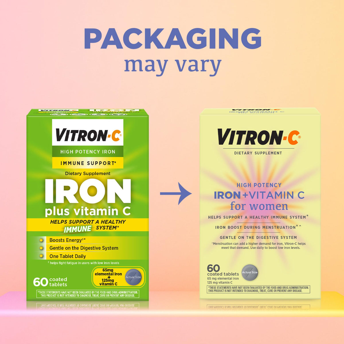 Vitron-C Iron Supplement for Women with Vitamin C - 60 Tablets - image 2