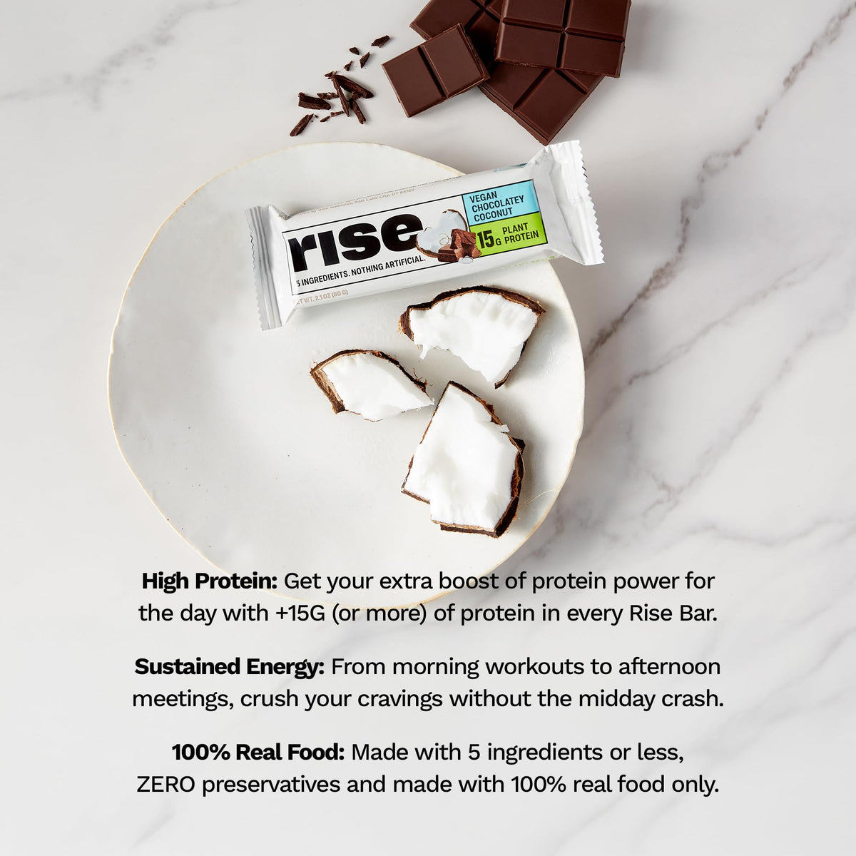Rise Pea Protein Bar Chocolatey Coconut - 12 Count - image 4