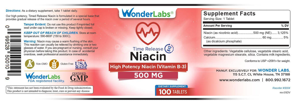 Wonder Laboratories Niacin 500 Mg Time Release