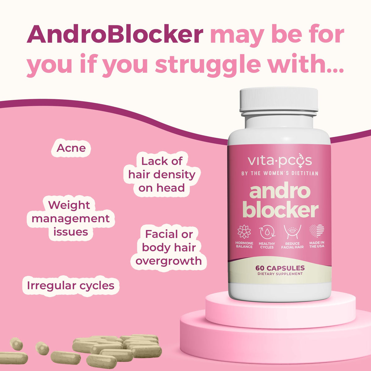 VITA-PCOS AndroBlocker 8-in-1 Women Supplement with Inositol & Zinc - image 4