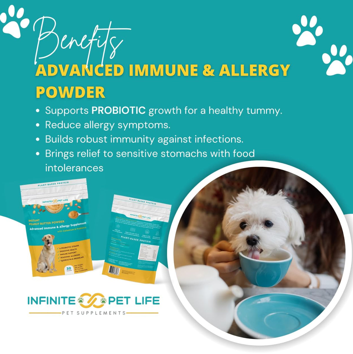 Infinite Pet Supplements Dog Probiotic with Colostrum Peanut Butter Powder - image 3