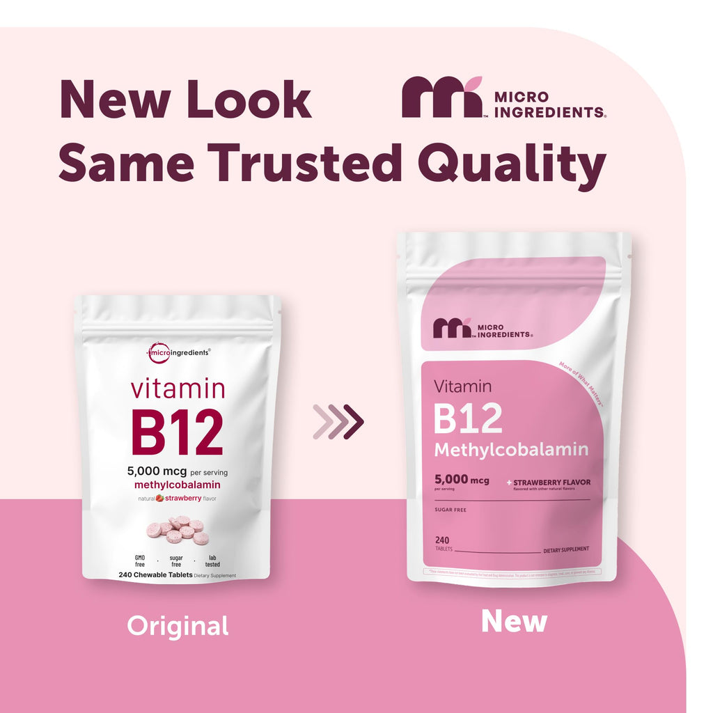 Micro Ingredients Vitamin B12 5000 mcg Methylcobalamin - 240 Tablets - image 2