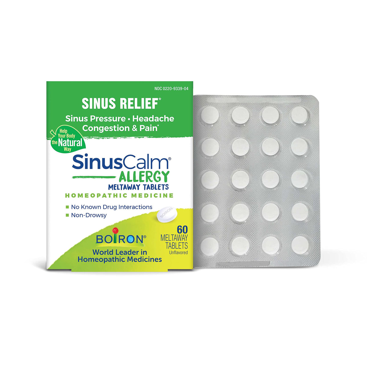 Boiron SinusCalm Allergy Tablets for Sinus Relief - 60 Count
