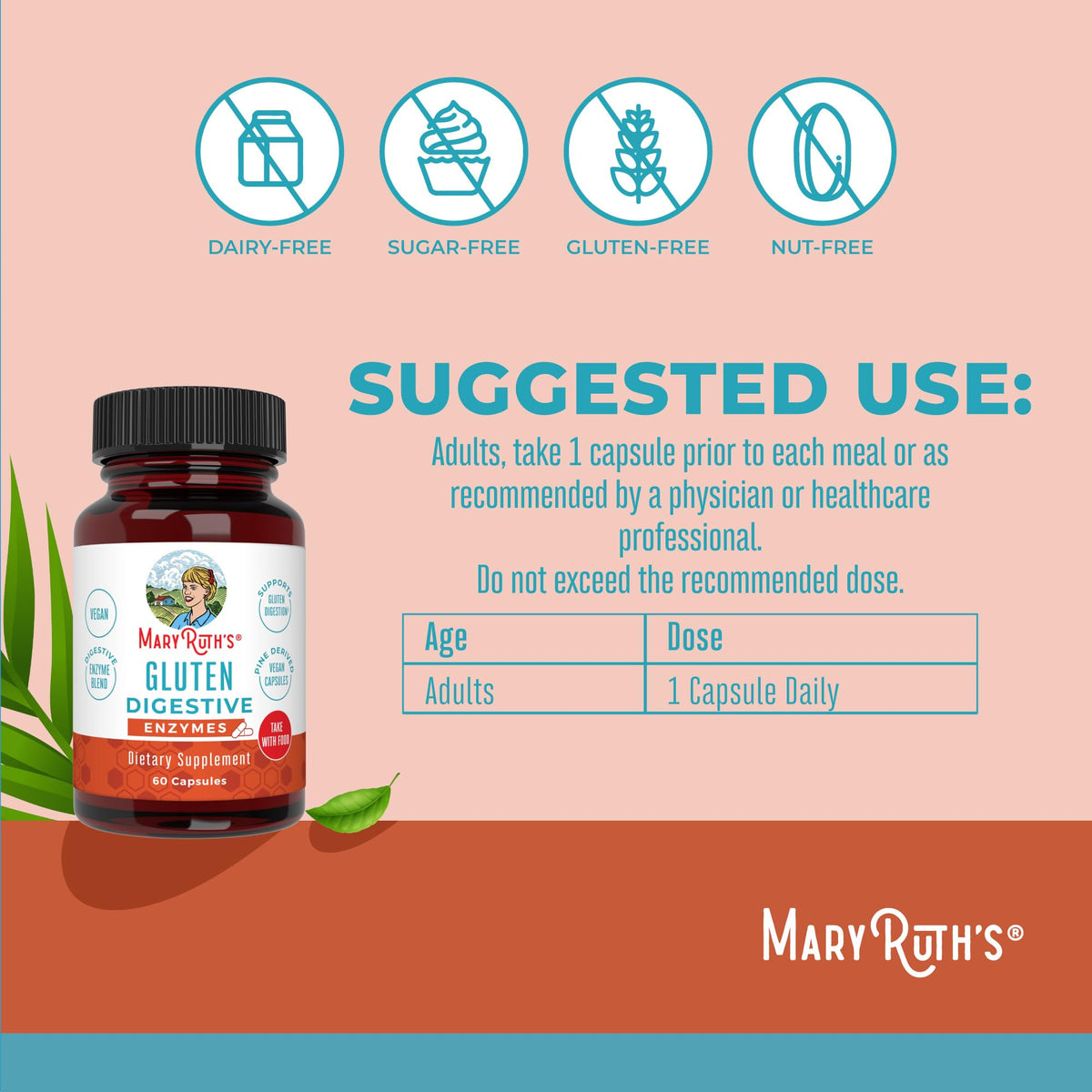 MARYRUTH'S Gluten Digestive Enzymes - 60 Capsules - image 3