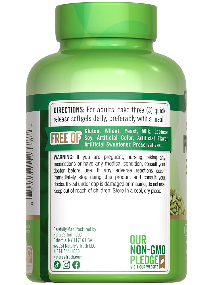 Nature's Truth Pumpkin Seed Oil 3000mg - 75 Softgels - image 7