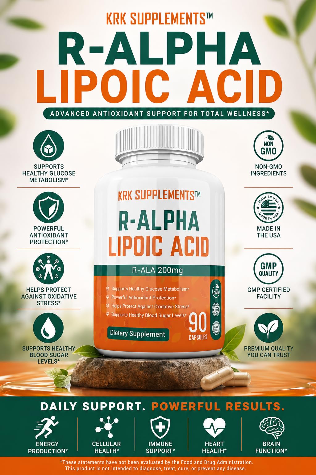 KRK Supplements R-Alpha Lipoic Acid 200mg - 90 Capsules - image 2