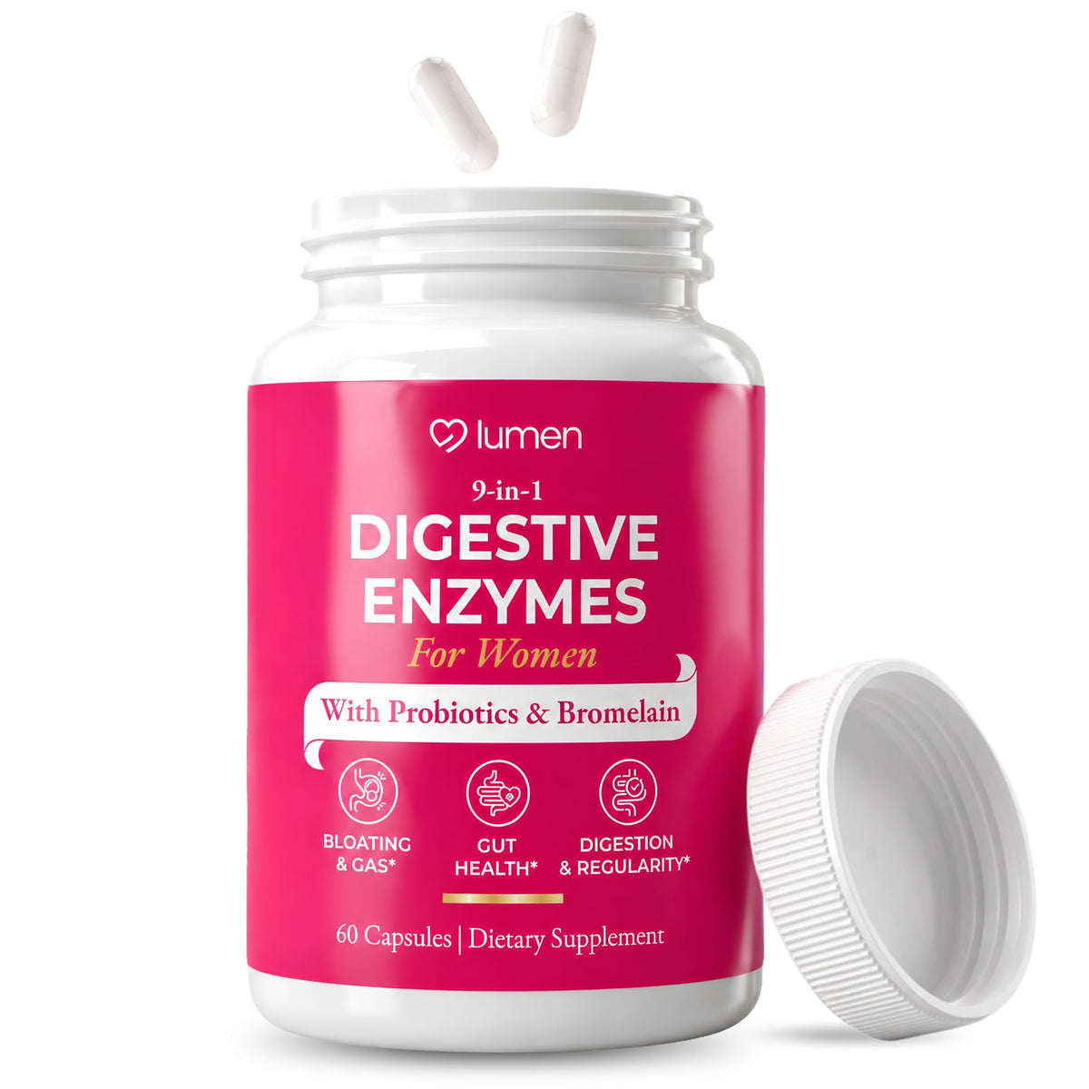 Lumen Naturals Digestive Enzymes for Women - 60 Capsules