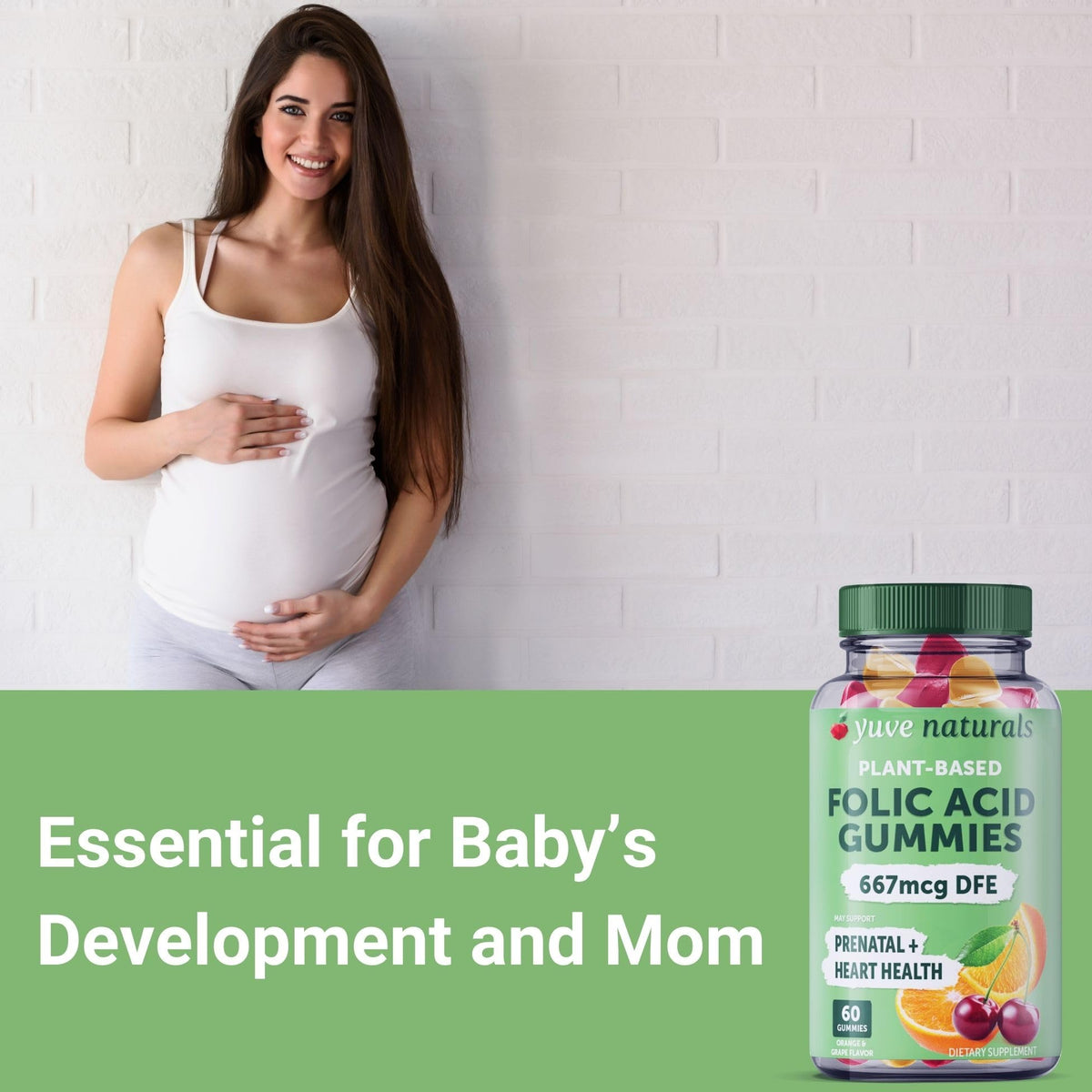 Yuve Prenatal Gummies for Women with Folic Acid 667 mcg - 60 Gummies - image 4