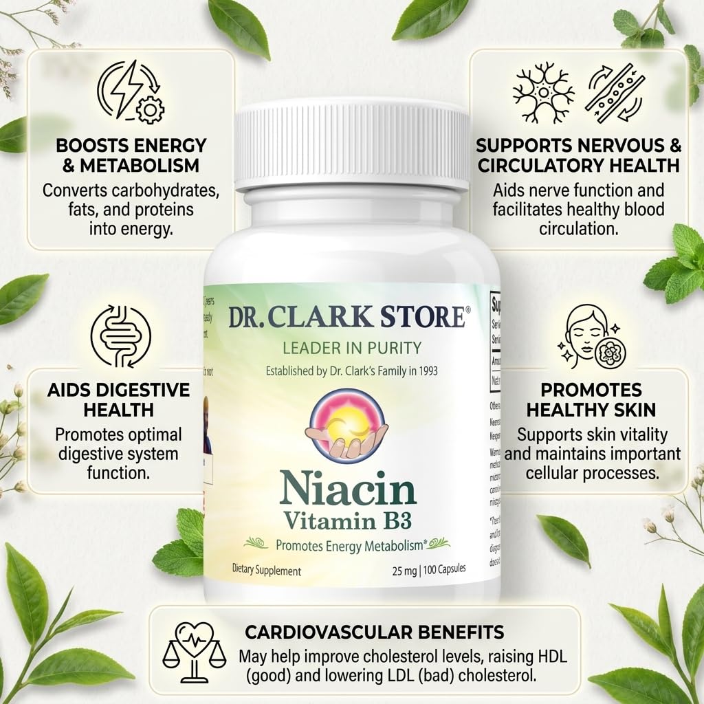 Dr Clark Niacin Vitamin B3 500mg - 100 Capsules - image 4