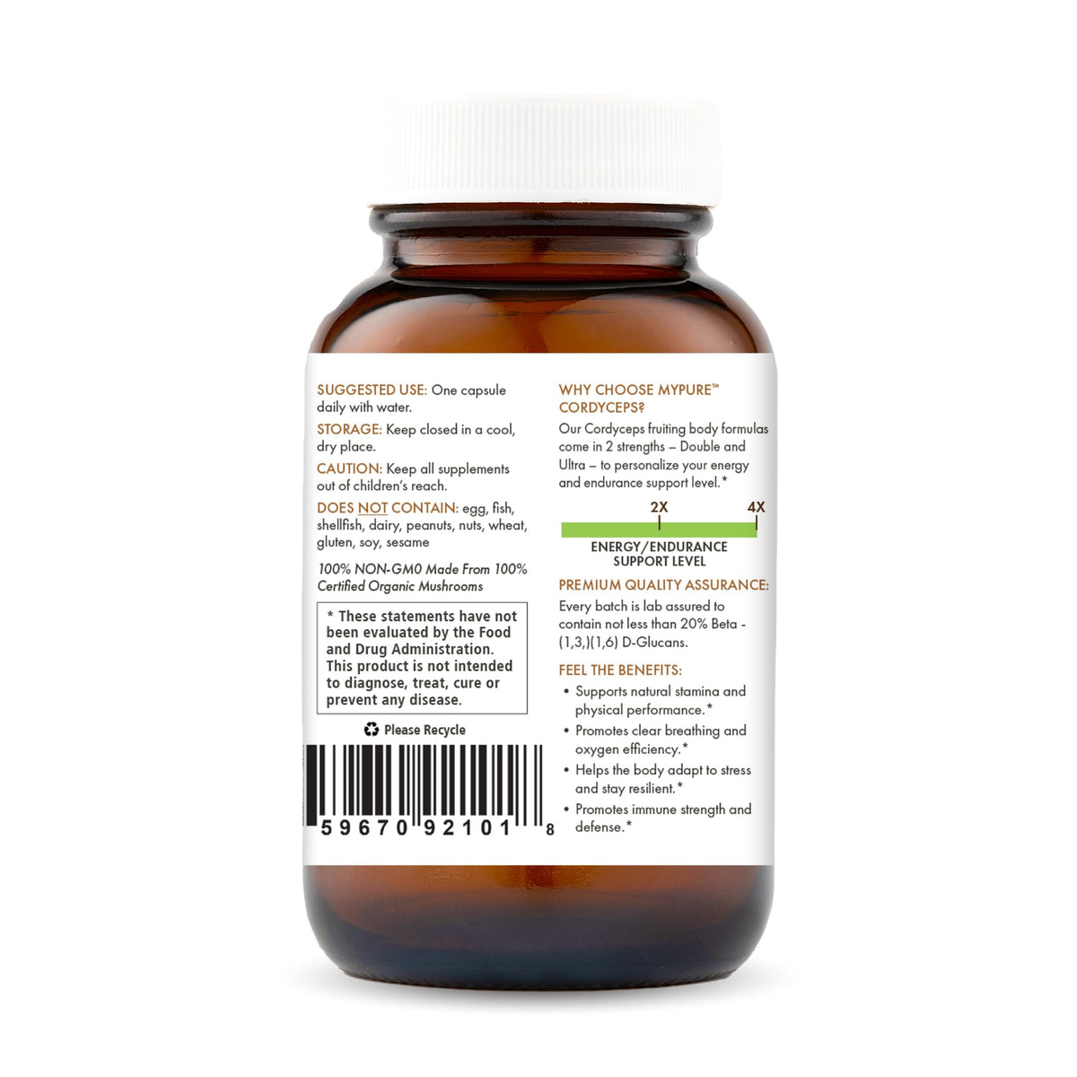 PURE ESSENCE LABS MyPure Cordyceps - Organic Mushroom Supplement