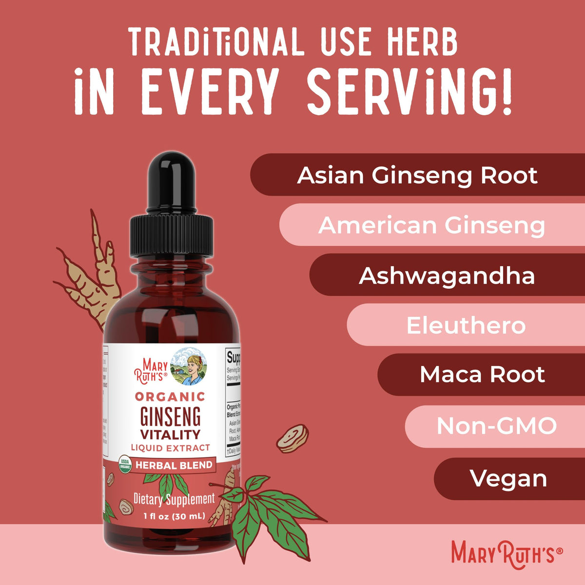 MARYRUTH'S Organic Ginseng Vitality Liquid Drops - 1 fl oz - image 7