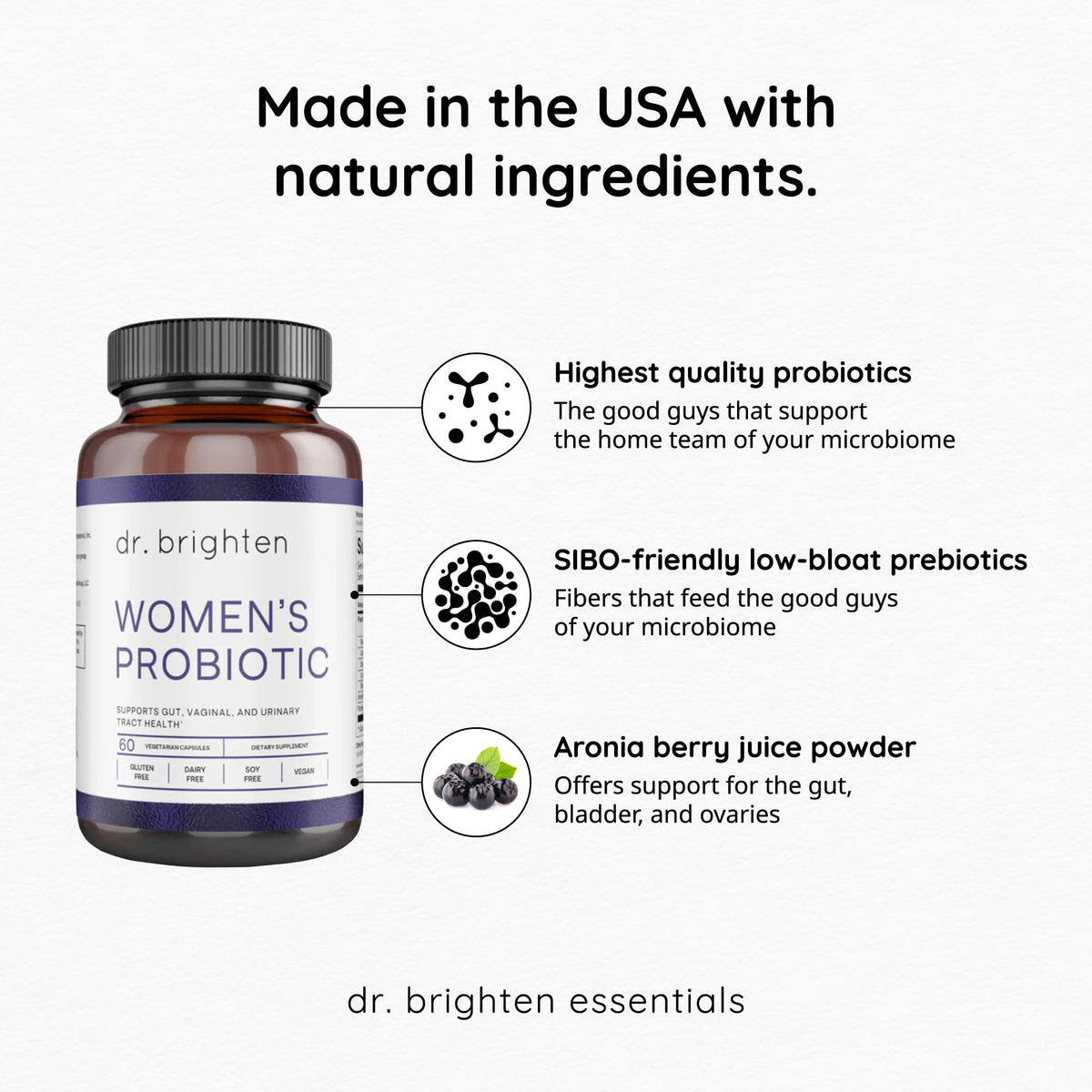 Dr. Brighten Women's Probiotic with Prebiotics - 60 Capsules - image 4