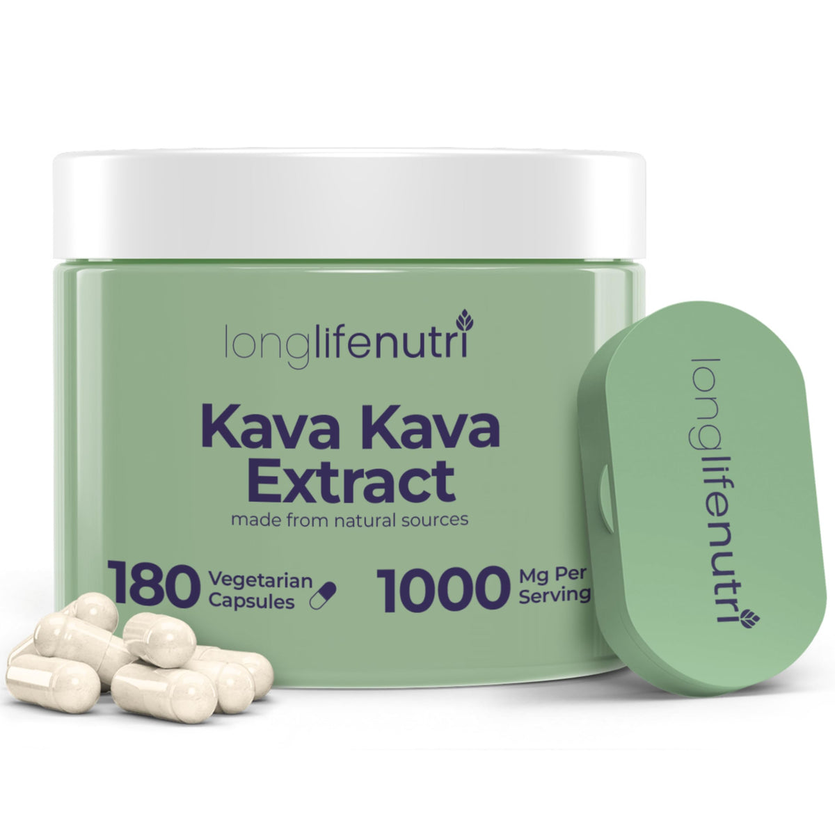 LongLifeNutri Kava Kava Extract 1000mg for Relaxation - 180 Vegetarian Capsules
