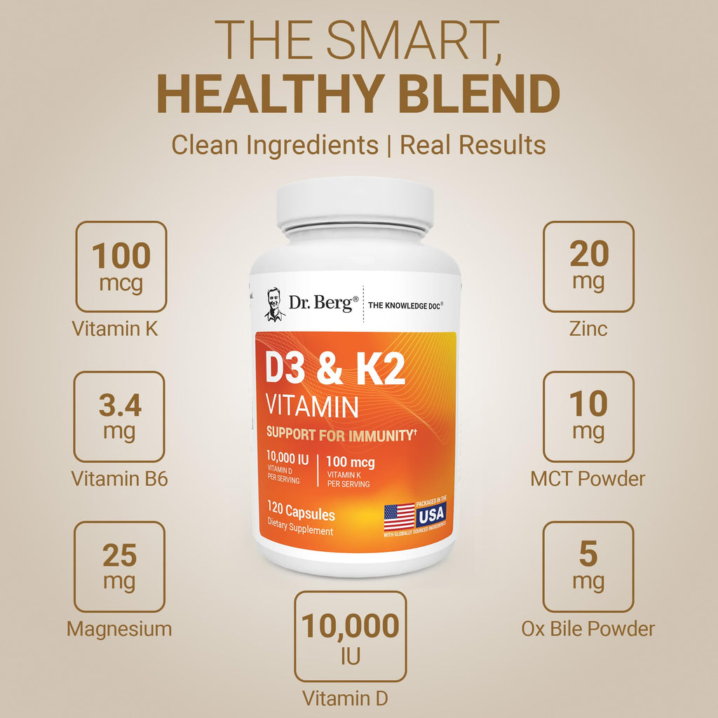 Dr. Berg Maximum Strength Vitamin D3 K2 10,000 IU - 120 Capsules - image 5