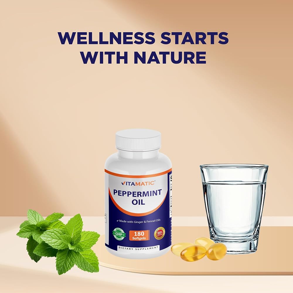 Vitamatic Peppermint Oil Gel with Ginger & Fennel - 180 Softgels - image 7
