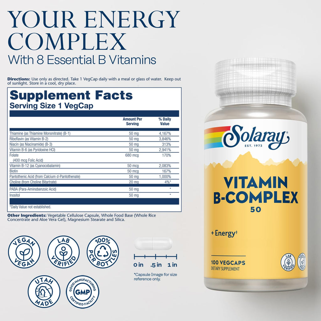 SOLARAY Vitamin B Complex 50 mg - Cellular Energy Vitamins