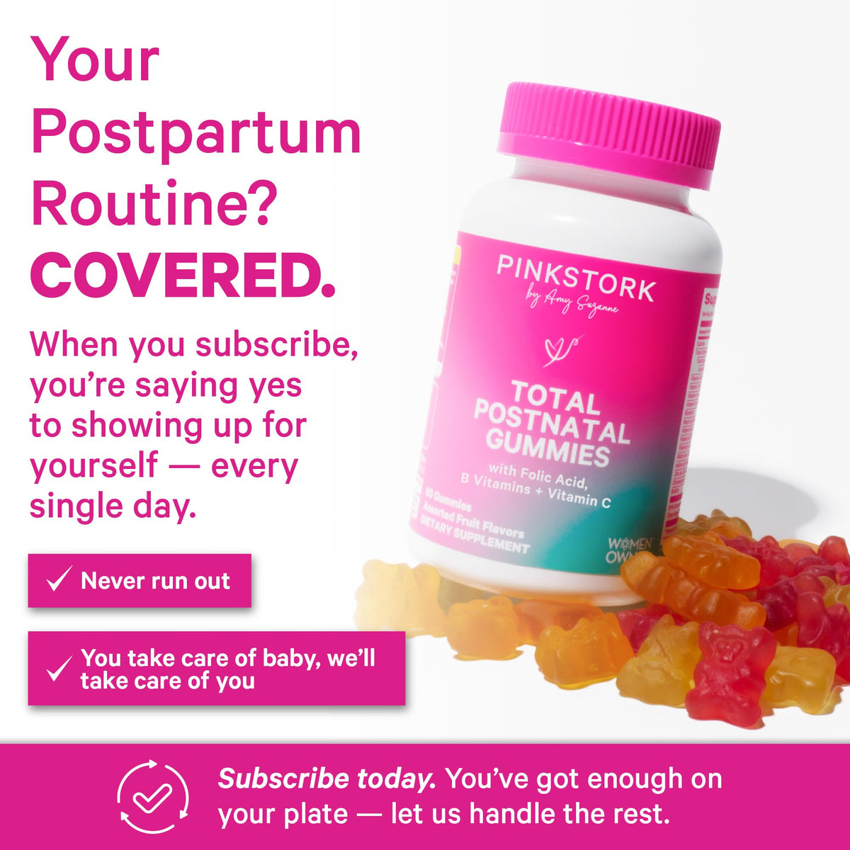 Pink Stork Total Postnatal Vitamin Gummies - 60 Count - image 4