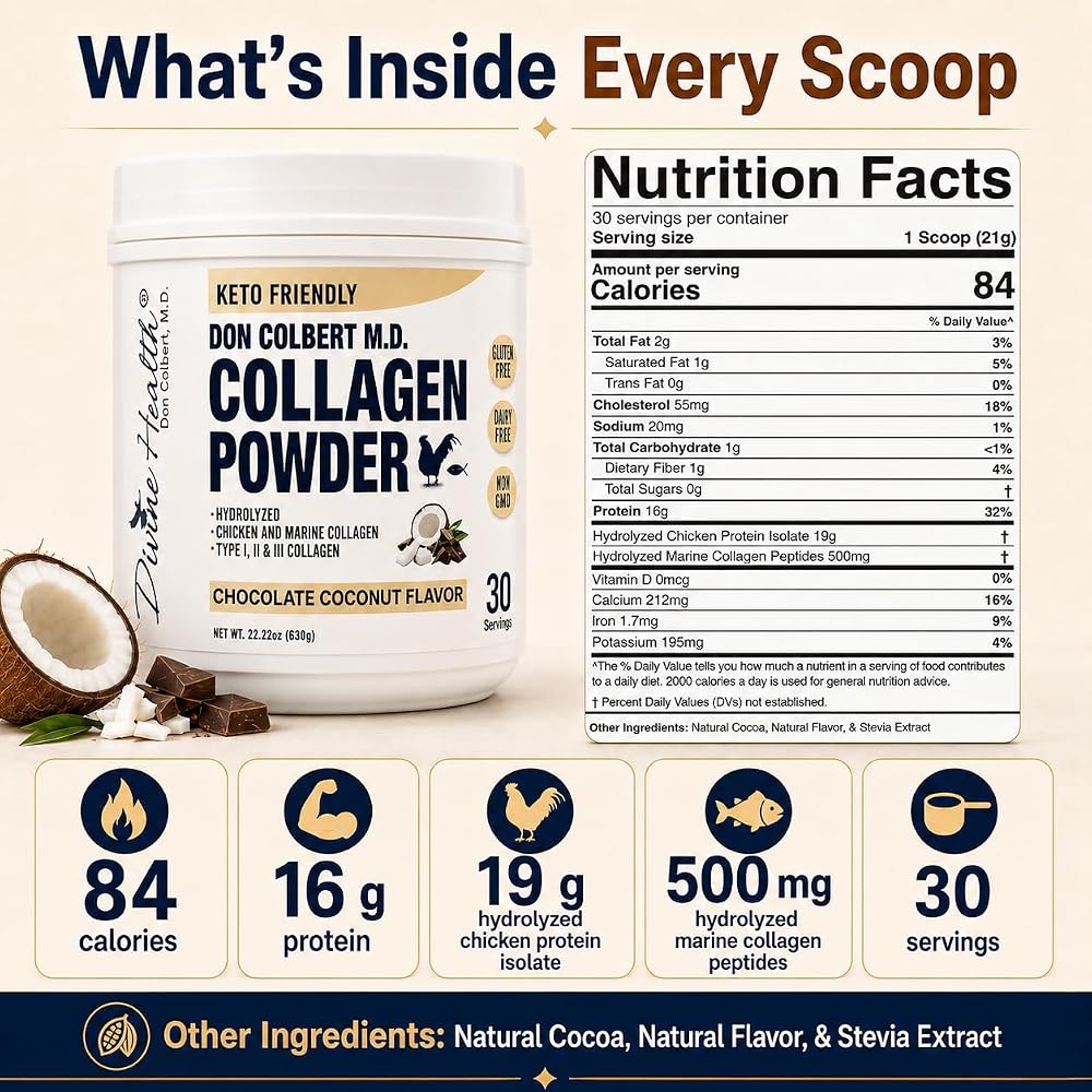 Divine Health Dr. Colbert Hydrolyzed Collagen Powder - 30 Servings - image 6