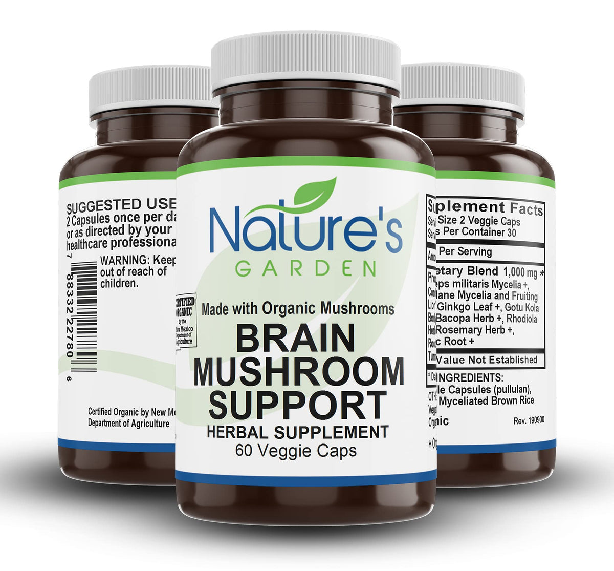 Nature's Garden Brain Mushroom Support - 60 Vegetarian Capsules - image 3