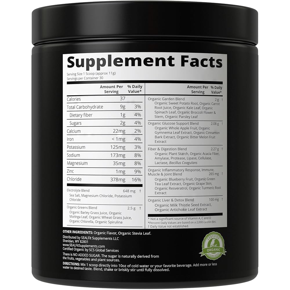 SEALFIT ElectroGreens Organic Electrolyte Greens Powder - 11.6 oz - image 7