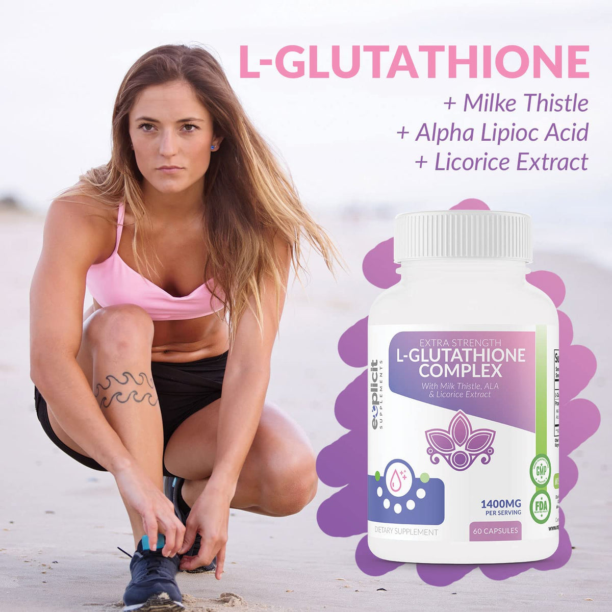 eXplicit Supplements L-Glutathione 1000mg - 60 Capsules - image 5