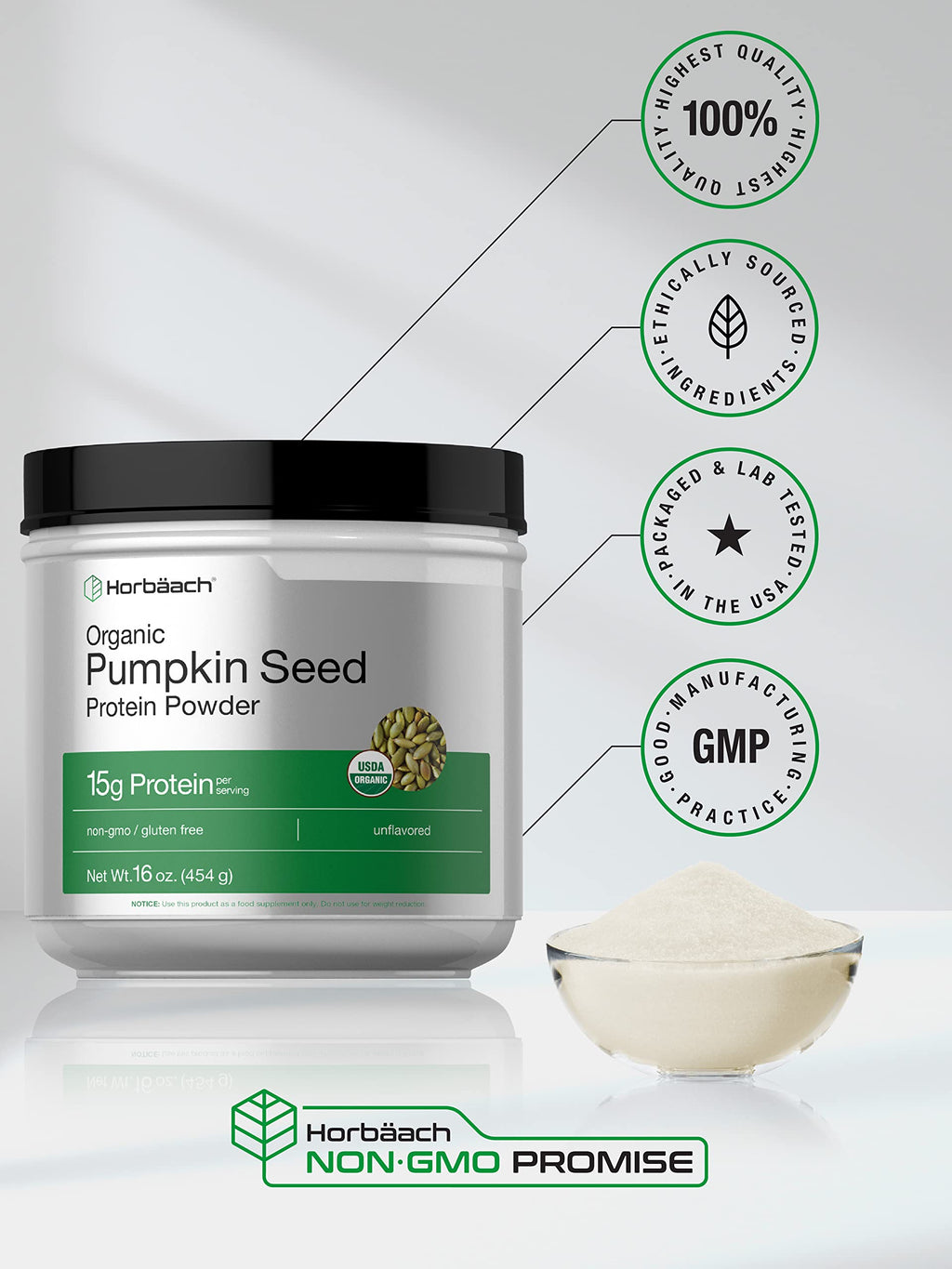 Horbäach Organic Pumpkin Seed Protein Powder - 16 oz - image 5