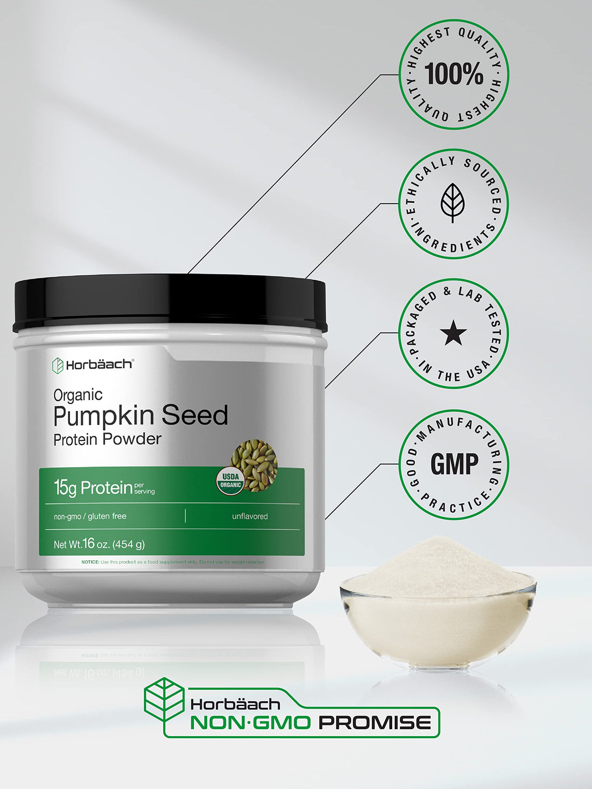 Horbäach Organic Pumpkin Seed Protein Powder - 16 oz - image 5