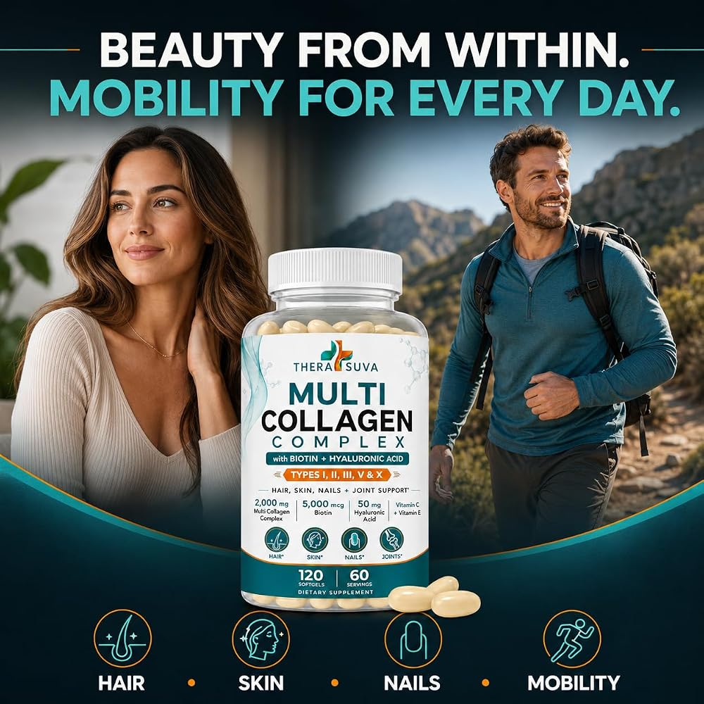 TheraSuva Multi-Collagen Complex Supplement - 120 Softgels - image 2