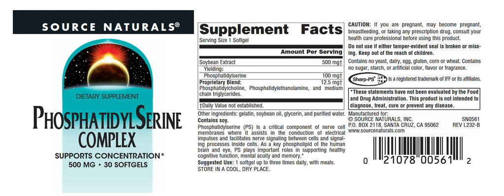 Source Naturals Phosphatidyl Serine Complex, 500mg