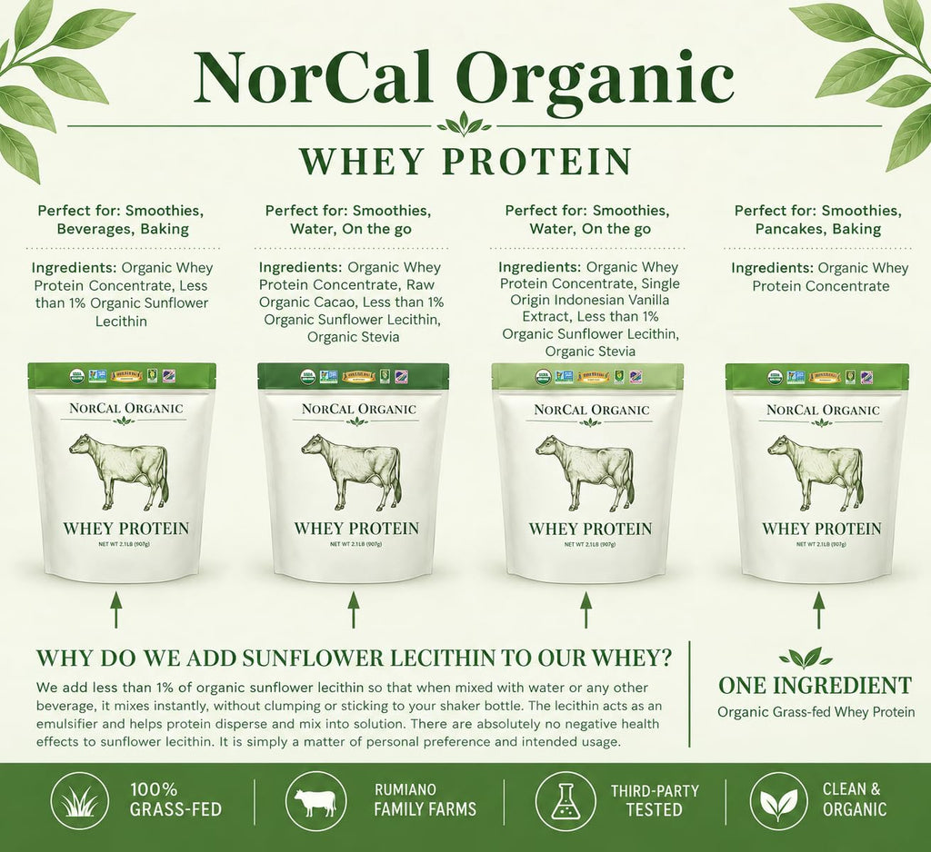 NorCal Organic Natural Grass Fed Whey Protein Powder
