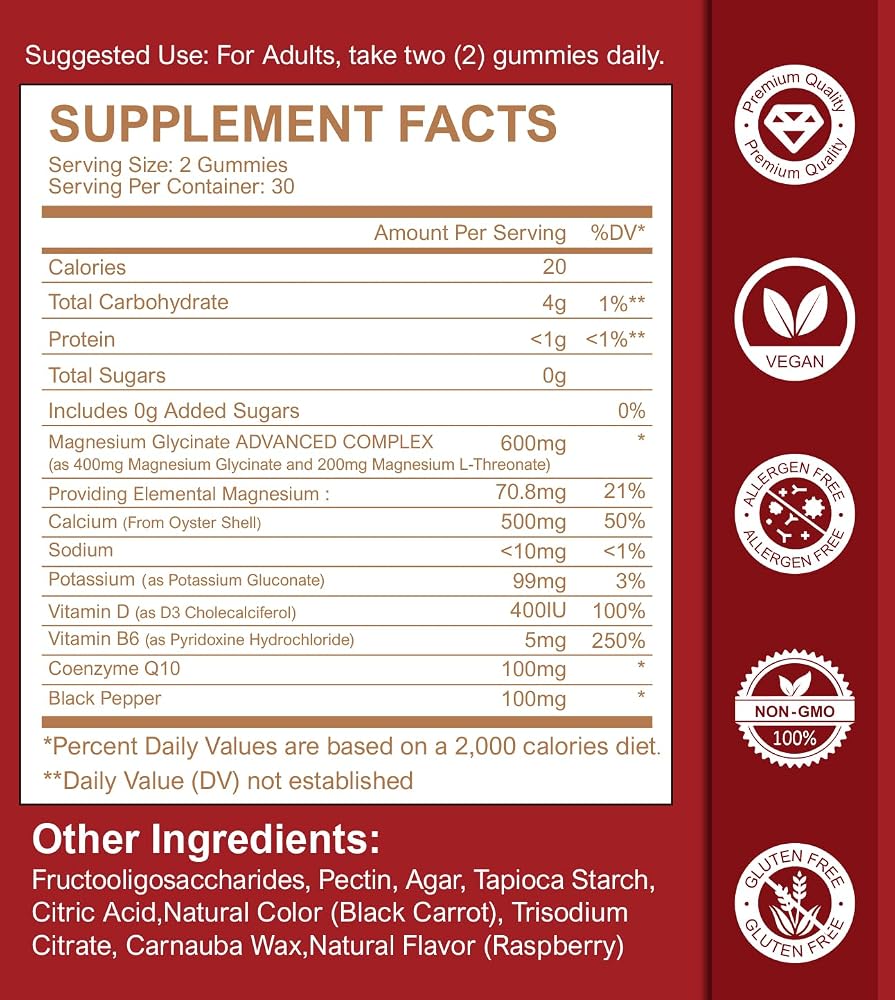 Nature's live Magnesium Glycinate Supplement 400mg Sugar Free