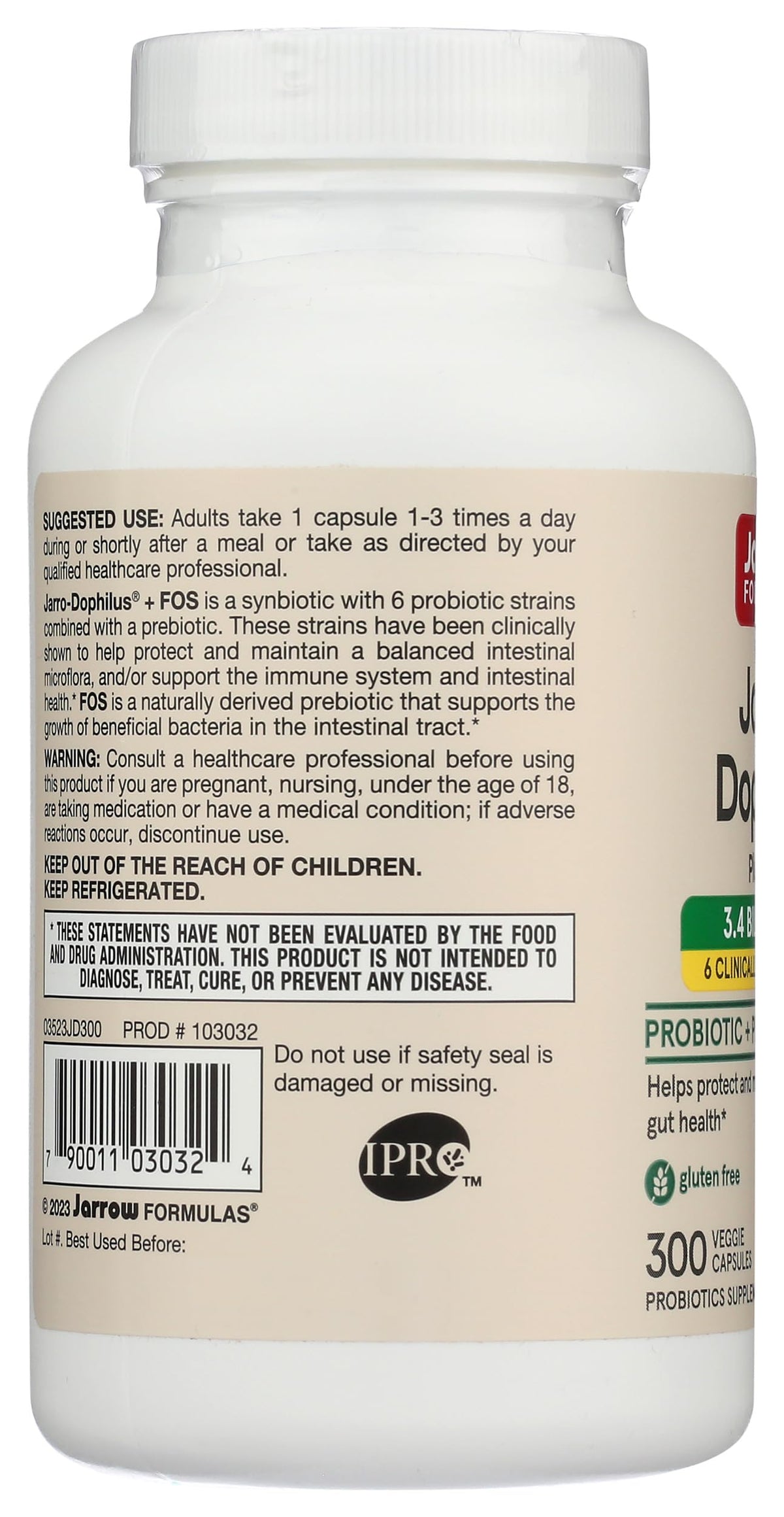 Jarrow Formulas Dophilus Plus FOS Probiotic - 300 Capsules - image 5