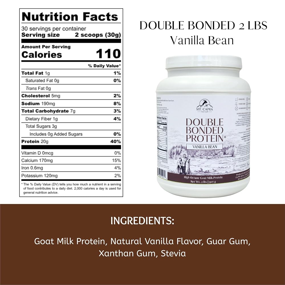Mt. Capra Double Bonded Protein Vanilla Bean Goat Milk - 2 Pounds - image 2