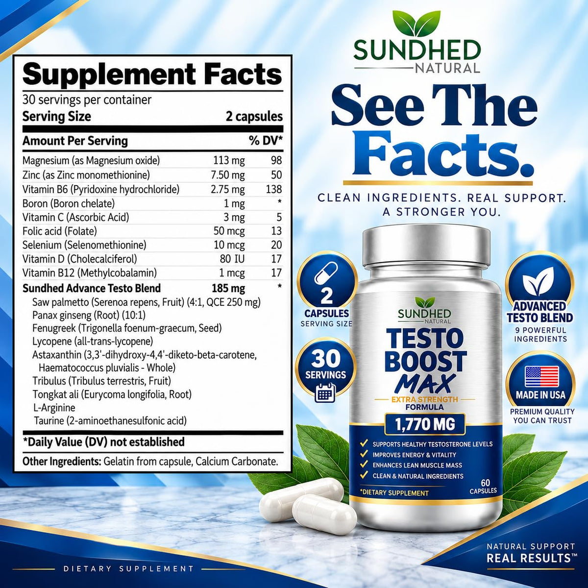 Sundhed Natural Testo Boost Max Stamina Booster - 60 Capsules - image 2