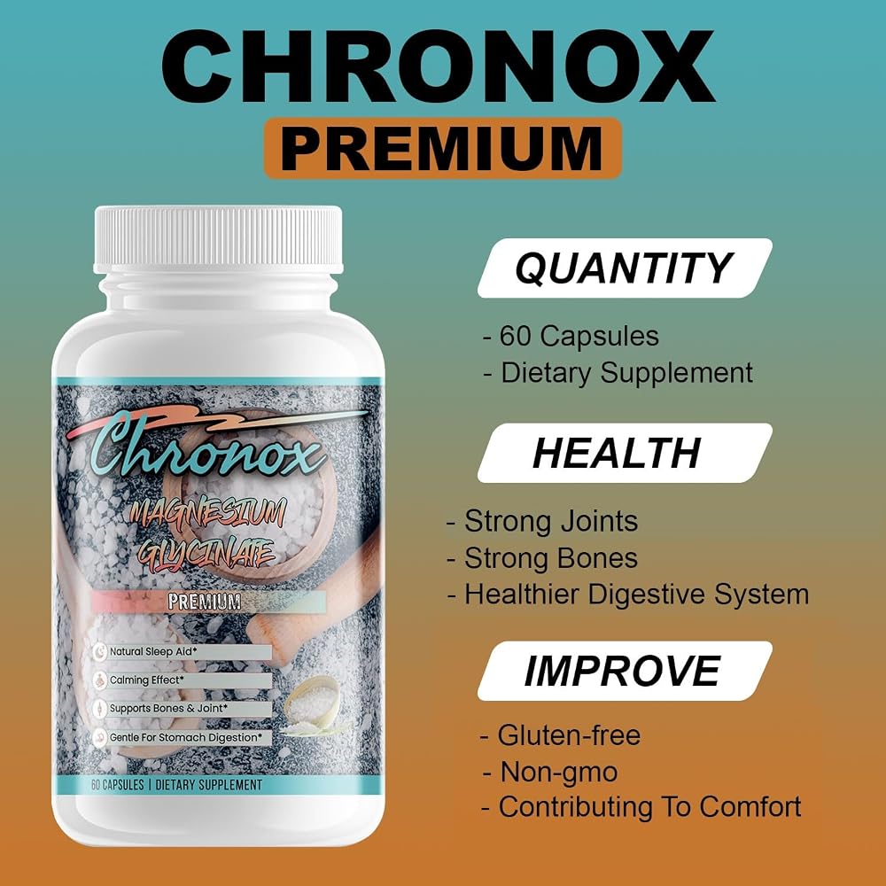 Chronox Magnesium Glycinate 400mg Sleep & Stress Relief - 60 Capsules - image 3