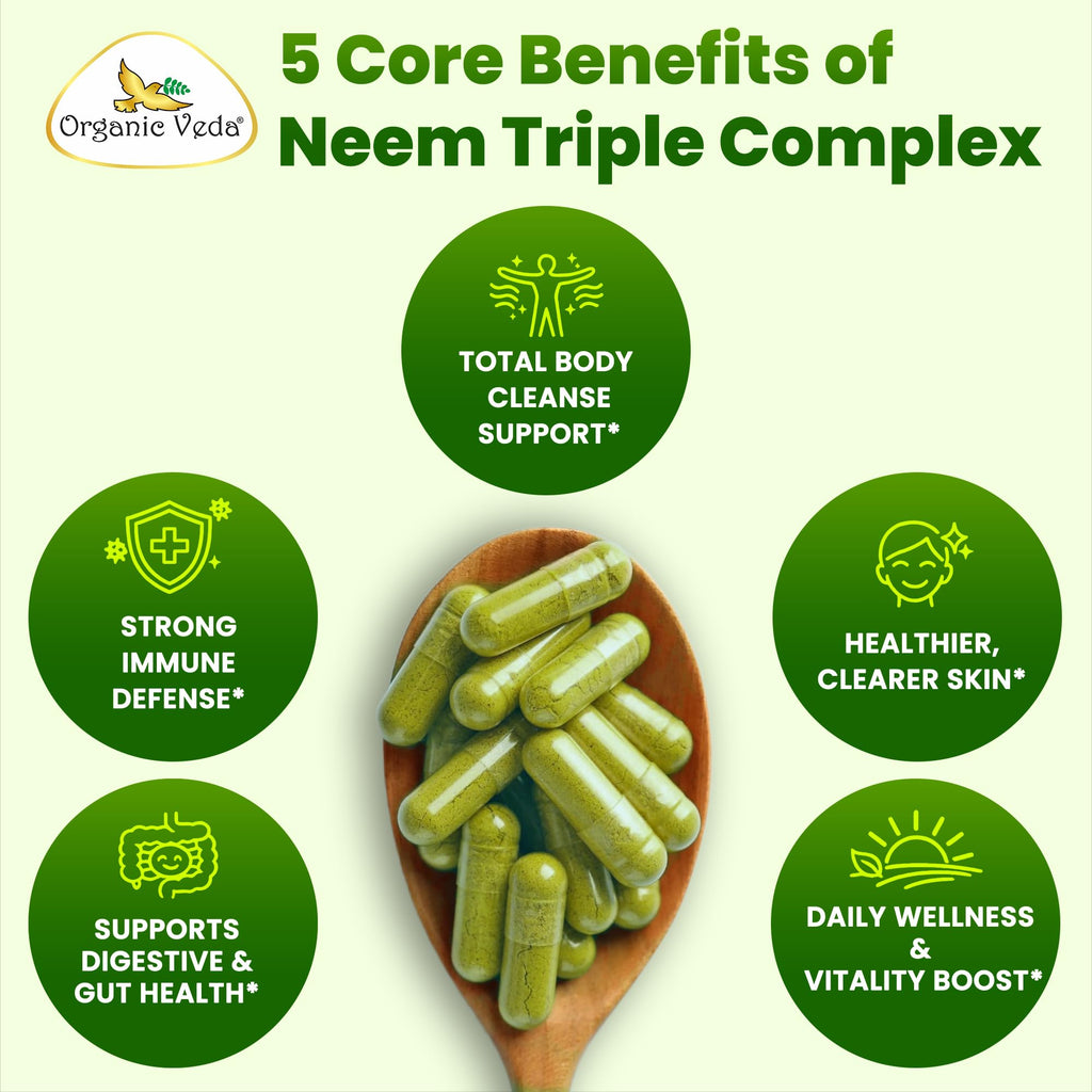 Organic Veda Neem Capsules Triple Complex for Skin & Immune Support - image 8