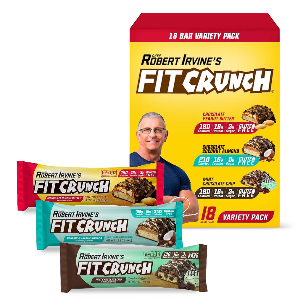 Fit Crunch Protein Bars Snack Size Variety Pack, Gluten Free - 18 Pack