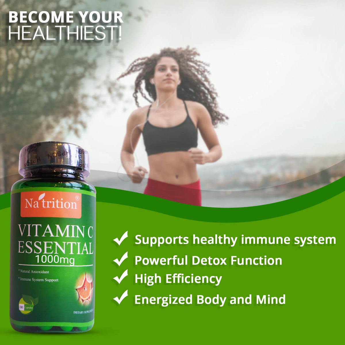 Na'trition Vitamin C 1000 mg Vegan Capsules Immune Support - 90 Capsules - image 3