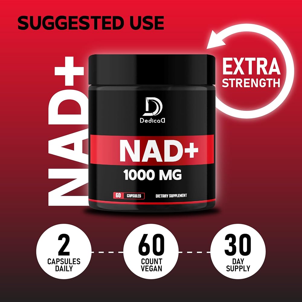 DEDICAD NAD Supplement 1000 mg Energy & Brain Function - 60 Capsules - image 4