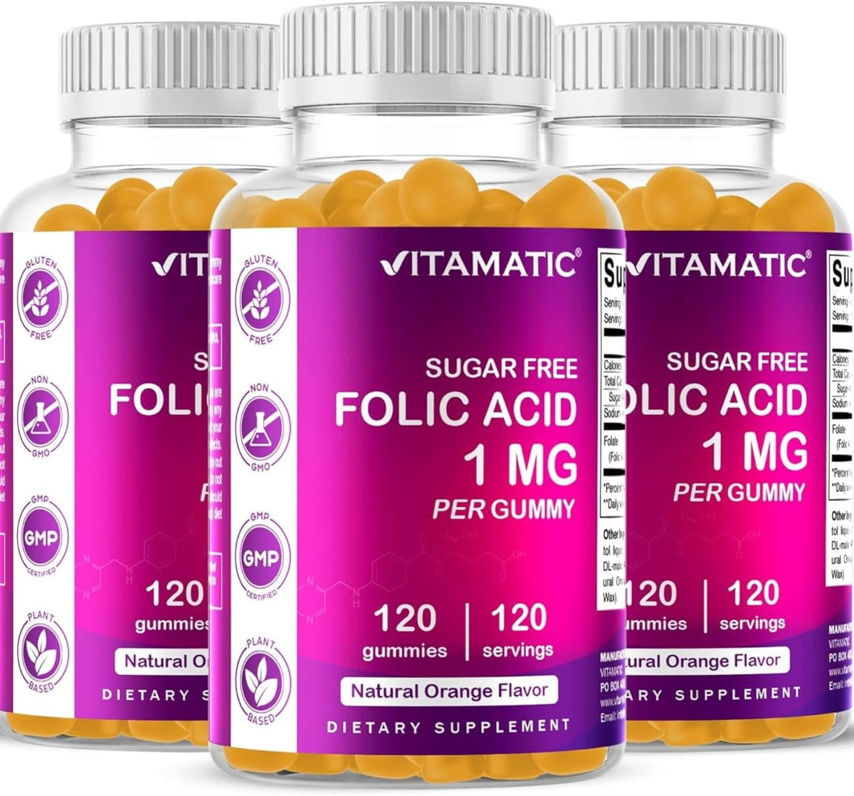 Vitamatic Folic Acid Gummies 1000 mcg (1 mg) - an Essential Prenatal