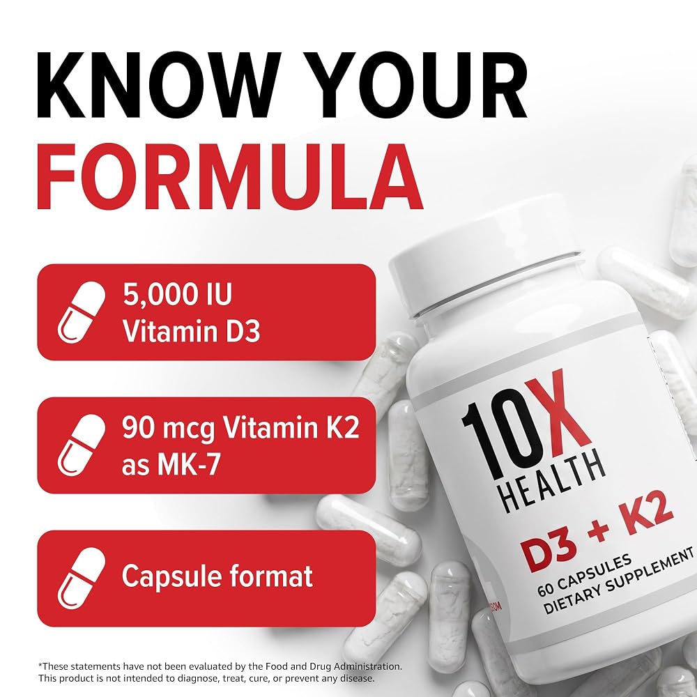 10X Health Vitamin D3 K2 5000 IU with MK7 - 60 Capsules - image 6
