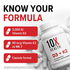 10X Health Vitamin D3 K2 5000 IU with MK7 - 60 Capsules - image 6