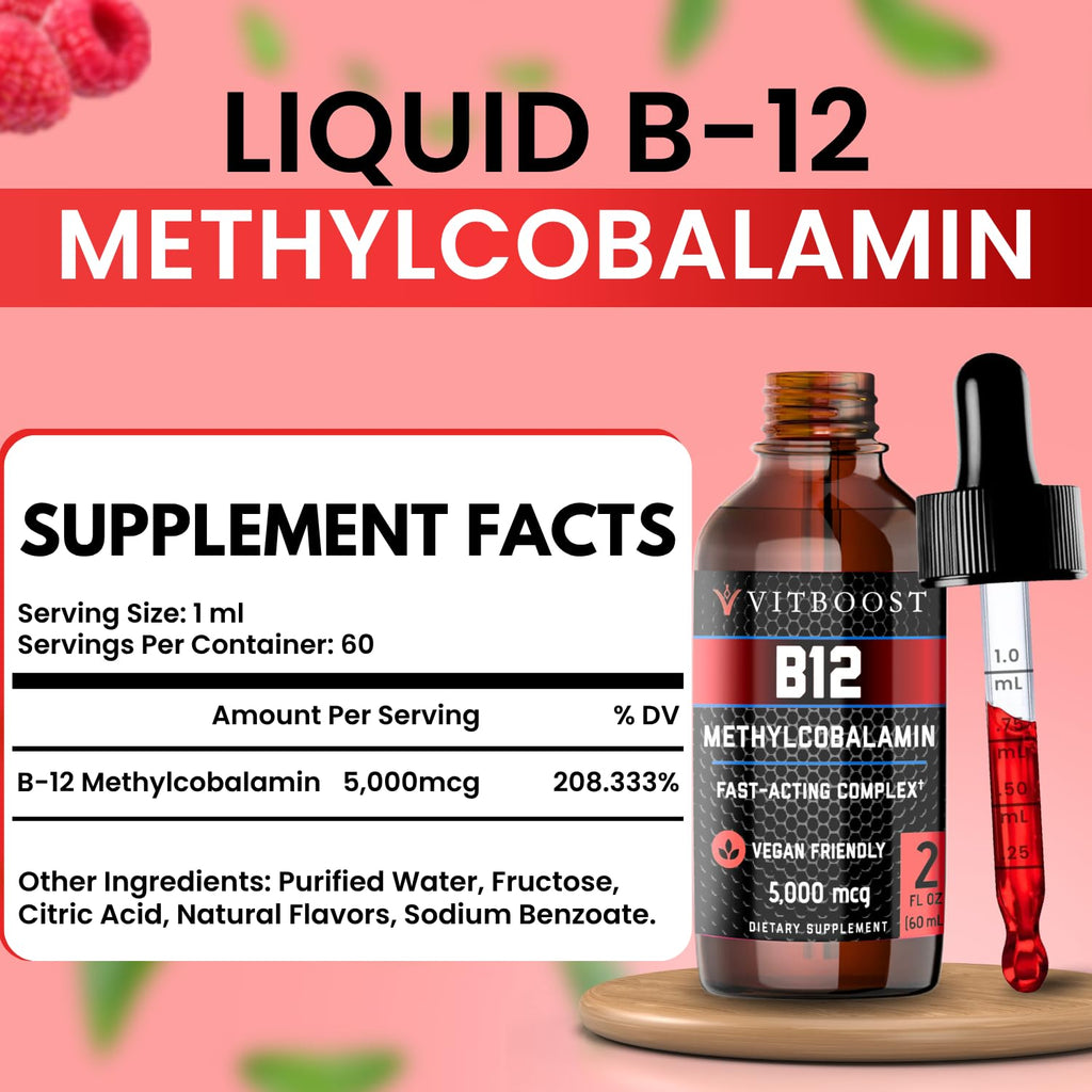 VITBOOST Vitamin B12 Liquid Drops 5000 mcg Energy Support - 60 Servings - image 2
