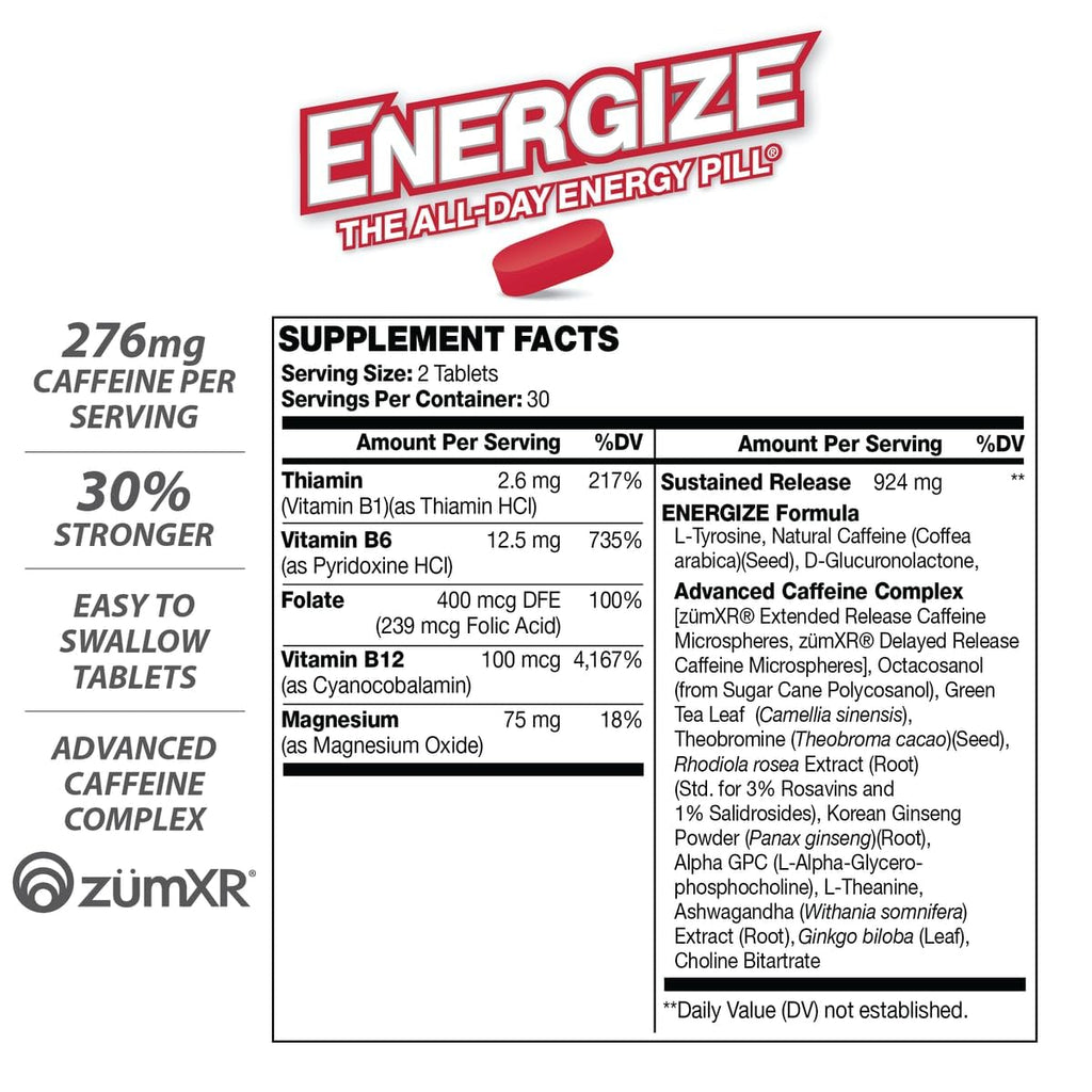 iSatori Energize Caffeine Pills Time Release - 84 Tablets