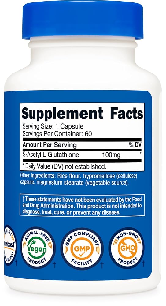 Nutricost S-Acetyl L-Glutathione 100mg - 60 Capsules - image 5