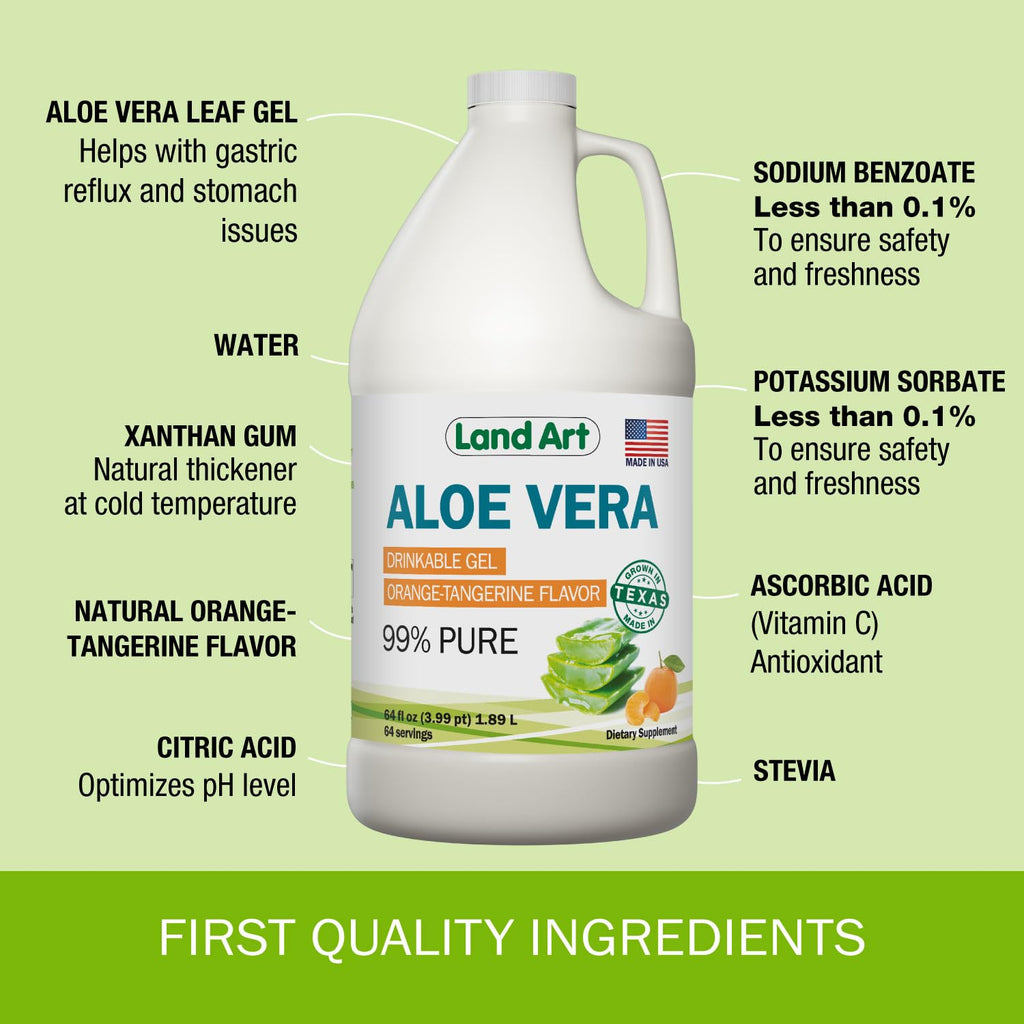 Land Art Pure Aloe Vera Drinkable Gel - Cold-Processed Inner Filet