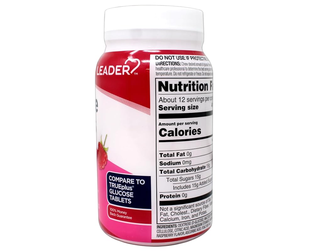 Leader Glucose Tablets Raspberry Flavor - 50 Chewable Tablets - image 2