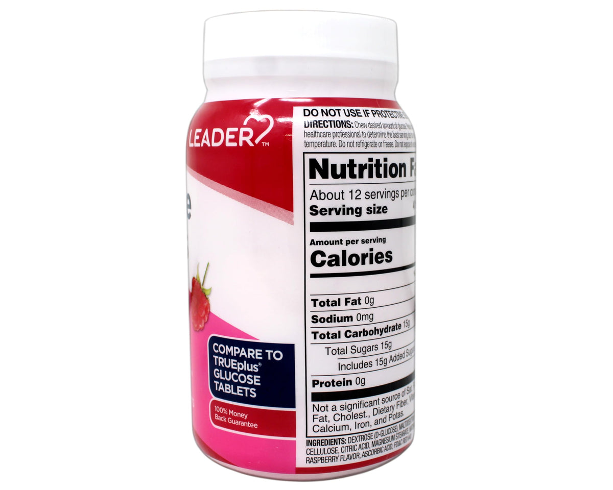 Leader Glucose Tablets Raspberry Flavor - 50 Chewable Tablets - image 2