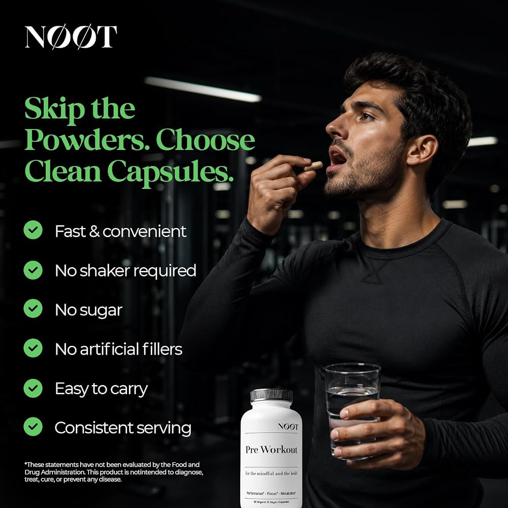 NØØT Pre Workout Natural Supplement with L-Carnitine - 60 Capsules - image 5